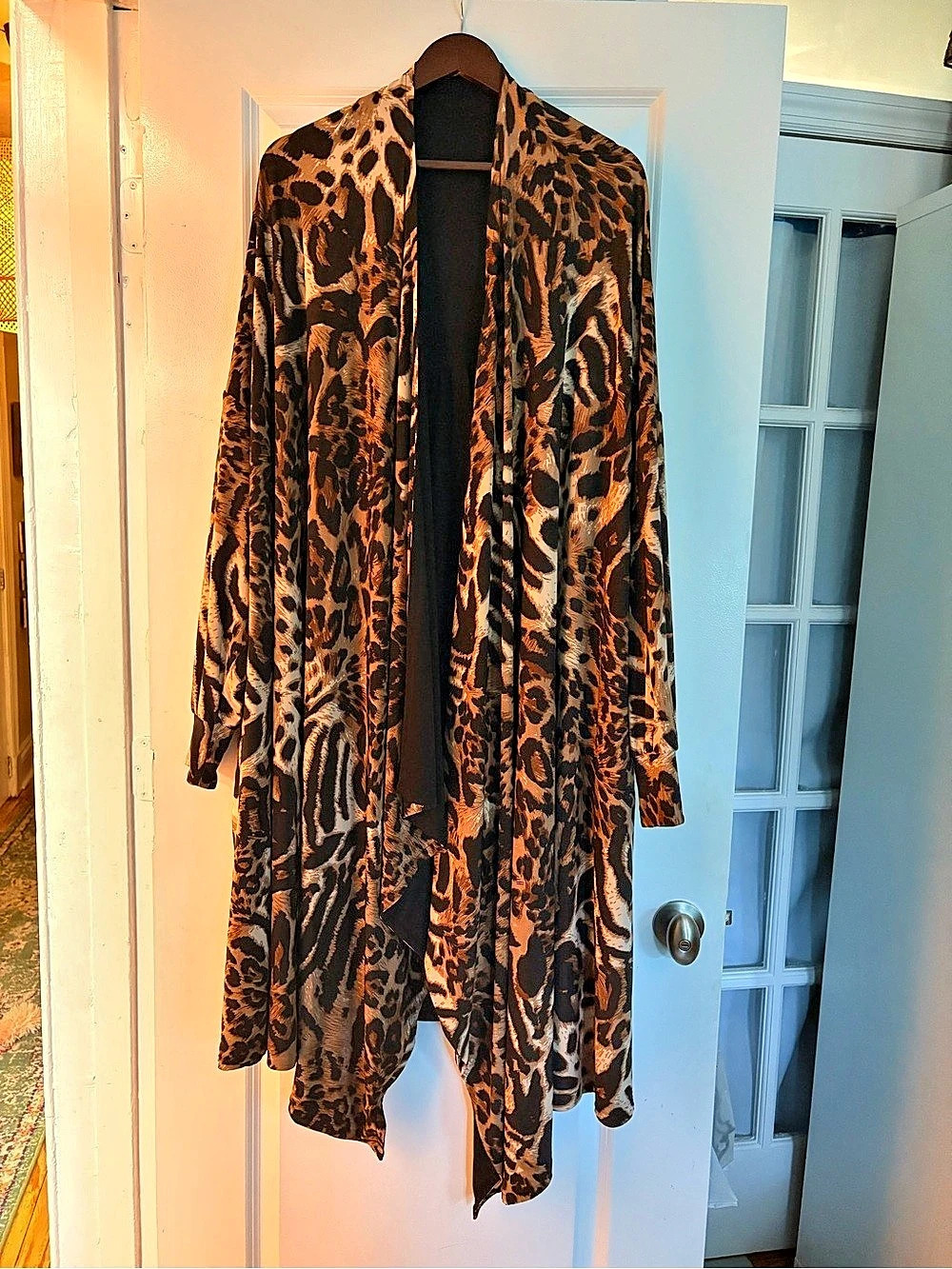 Animal Print Duster Coat in Brown & Black